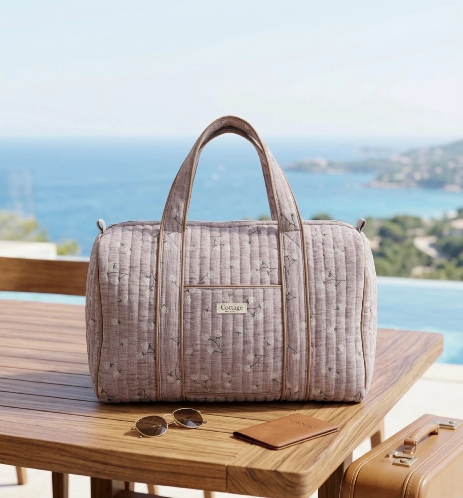 Sac de Voyage 100% Coton Collection Cottage & Bag / Modèle Boules Rose